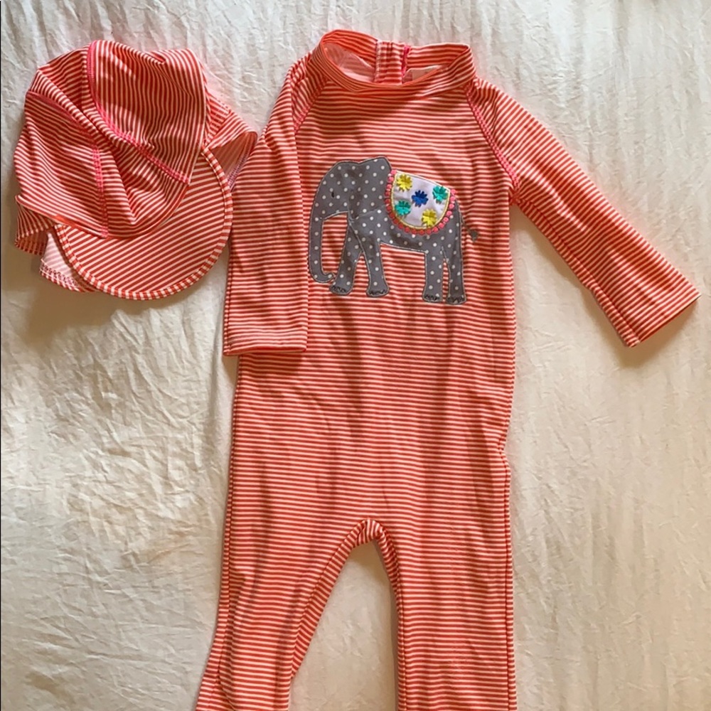 Toddler Bathing Suit with UPF 40+ with Sun Hat